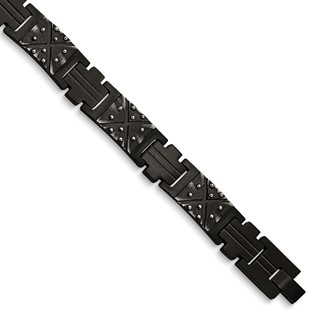 Chisel Stainless Steel Antiqued and Brushed Black IP-plated 9.25 inch Link Bracelet