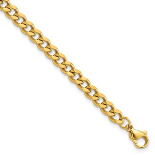 Stainless Steel Yellow IP-plated Curb Chain Bracelet