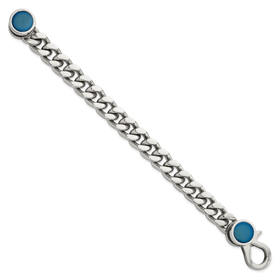 Chisel Stainless Steel Polished Blue IP-plated 8 inch Curb Link Bracelet