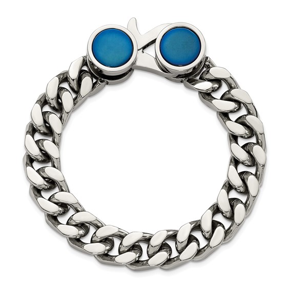 Chisel Stainless Steel Polished Blue IP-plated 8 inch Curb Link Bracelet