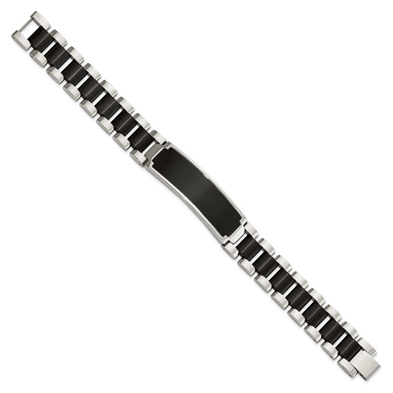 Chisel Stainless Steel Brushed and Polished Black IP-plated 8.5 inch ID Bracelet