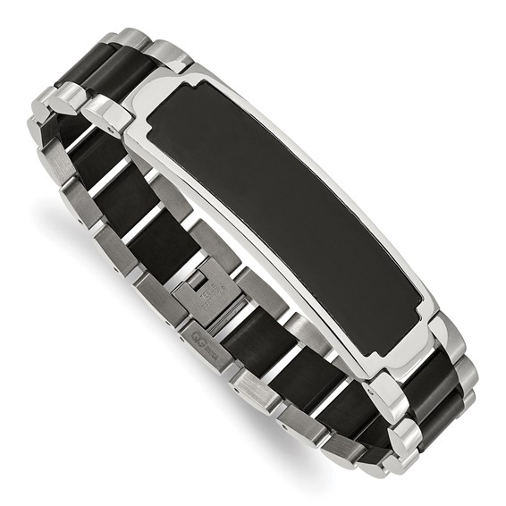 Chisel Stainless Steel Brushed and Polished Black IP-plated 8.5 inch ID Bracelet
