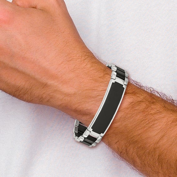 Chisel Stainless Steel Brushed and Polished Black IP-plated 8.5 inch ID Bracelet