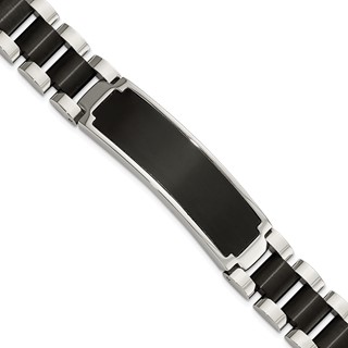 Chisel Stainless Steel Brushed and Polished Black IP-plated 8.5 inch ID Bracelet