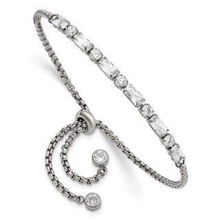 Stainless Steel CZ Adjsutable Bracelet