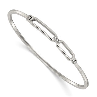 Chisel Stainless Steel Polished with Crystals 6.5 inch Hinged Bangle