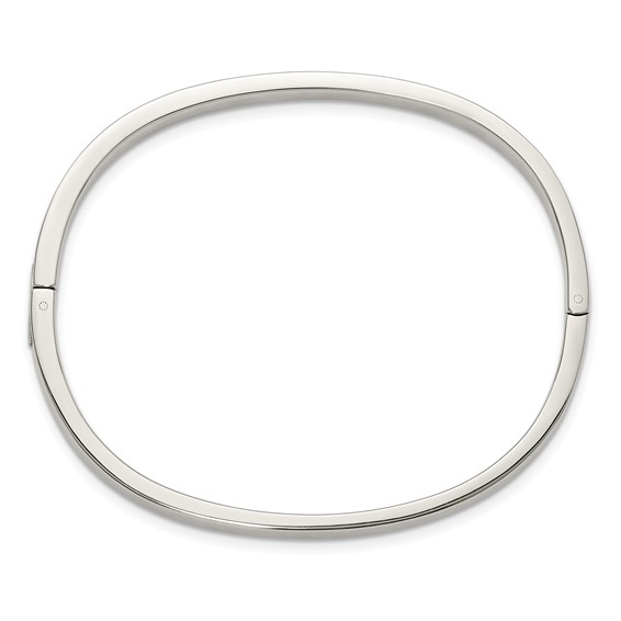 Chisel Stainless Steel Polished with Crystals 4mm 7 inch Hinged Bangle