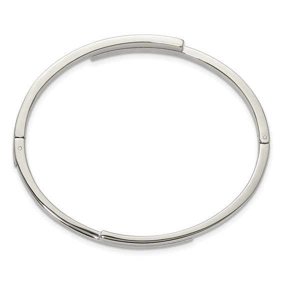 Chisel Stainless Steel Polished with Crystals 6.75 inch Hinged Bangle