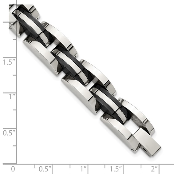 Chisel Stainless Steel Polished Black IP-plated 8.5 inch Bracelet