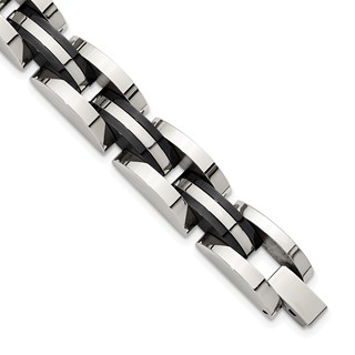 Chisel Stainless Steel Polished Black IP-plated 8.5 inch Bracelet