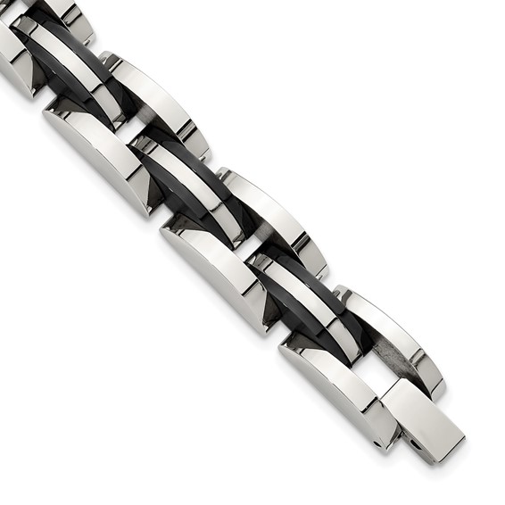 Chisel Stainless Steel Polished Black IP-plated 8.5 inch Bracelet