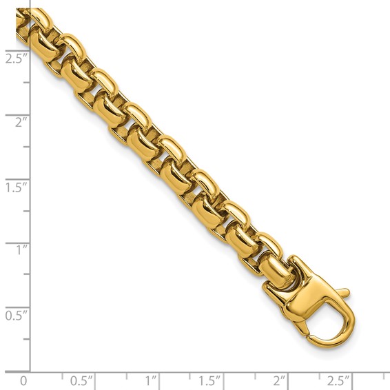 Chisel Stainless Steel Polished Yellow IP-plated 8mm 9 inch Round Box Chain Bracelet