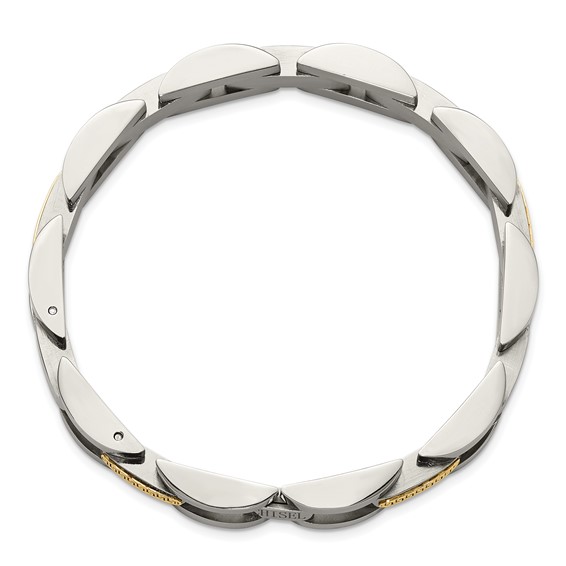 Chisel Stainless Steel Polished with 14K Gold Accent 8.25 inch Link Bracelet