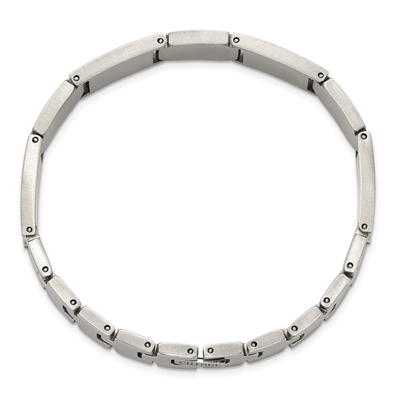 Chisel Stainless Steel Polished with Diamond-cut 14K Gold Accent and 1/20ct. Diamond with Black Enamel 8 inch Bracelet