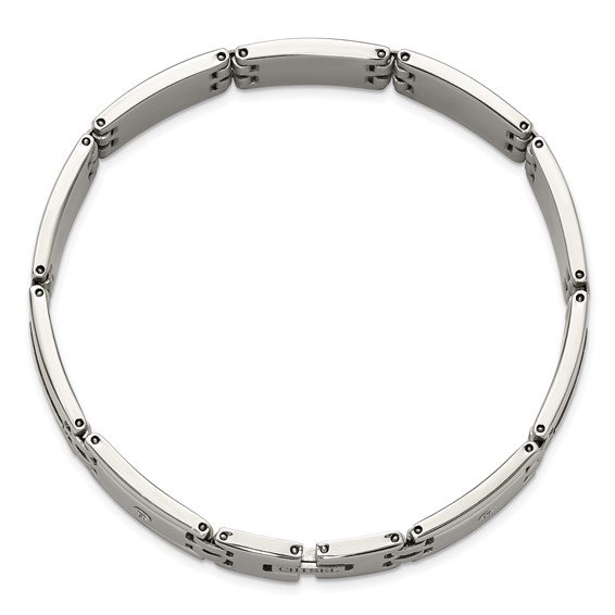 Chisel Stainless Steel Polished with Diamond-cut 14K Gold Accent and .03ct. Diamond 8.75 inch Link Bracelet