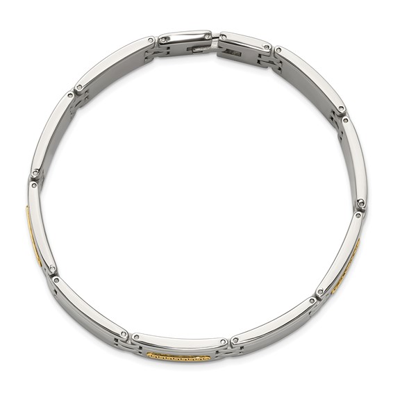 Chisel Stainless Steel Polished with 14K Gold Accent 8.75 inch Link Bracelet