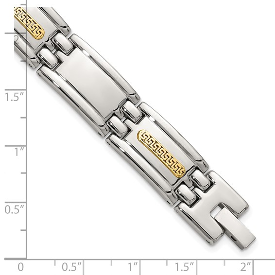 Chisel Stainless Steel Polished with 14K Gold Accent 8.75 inch Link Bracelet