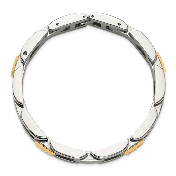 Chisel Stainless Steel Polished with 14K Gold Accent and 1/4ct. Diamond 8.25 inch Link Bracelet
