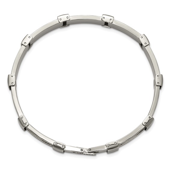 Chisel Stainless Steel Brushed and Polished with Diamond-cut 14K Gold Accent 8.25 inch Link Bracelet