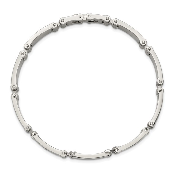 Chisel Stainless Steel Brushed and Polished with 14K White Gold Accent and .02ct Diamond 8.5 inch Bracelet
