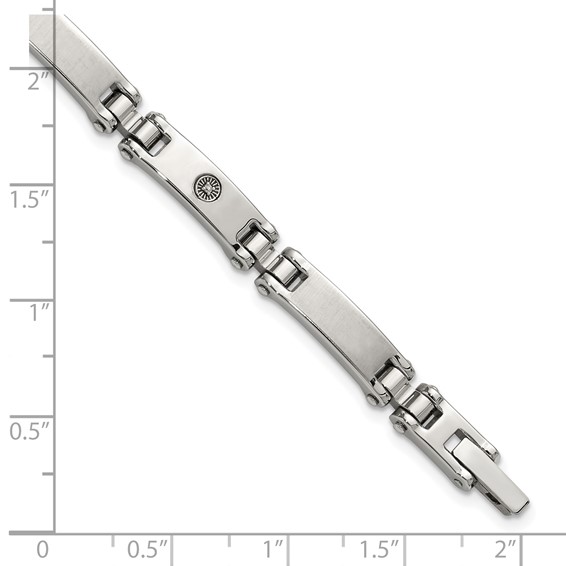 Chisel Stainless Steel Brushed and Polished with 14K White Gold Accent and .02ct Diamond 8.5 inch Bracelet