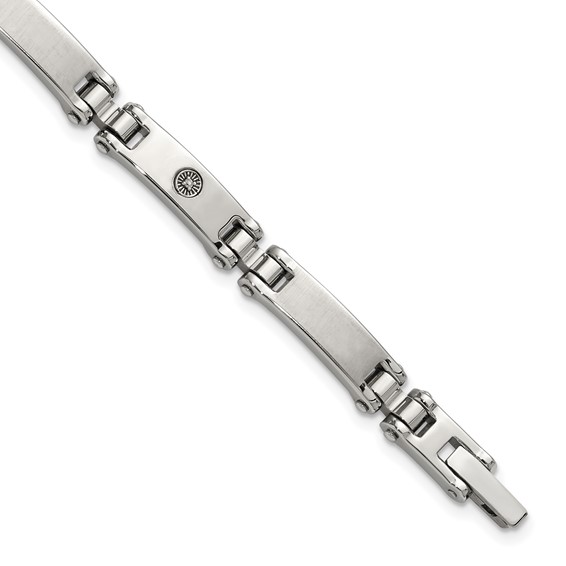 Chisel Stainless Steel Brushed and Polished with 14K White Gold Accent and .02ct Diamond 8.5 inch Bracelet