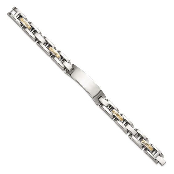 Chisel Stainless Steel Polished with 14K Gold Accent 8.5 inch ID Link Bracelet