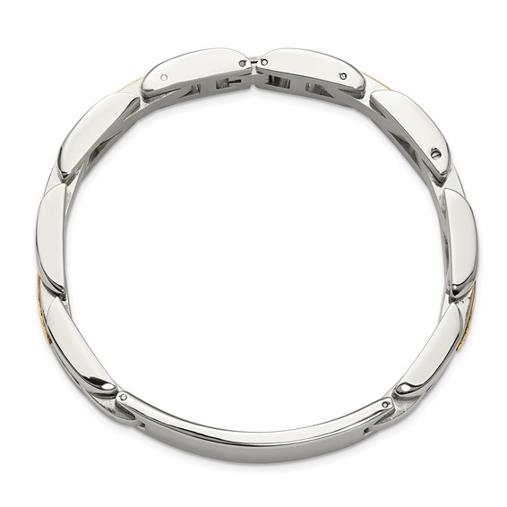 Chisel Stainless Steel Polished with 14K Gold Accent 8.5 inch ID Link Bracelet