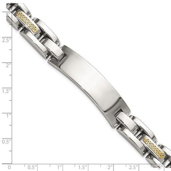 Chisel Stainless Steel Polished with 14K Gold Accent 8.5 inch ID Link Bracelet