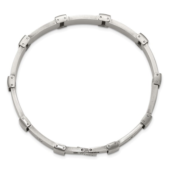 Chisel Stainless Steel Brushed and Polished with 14K White Gold Accent and .03ct Diamond 8.25 inch Bracelet