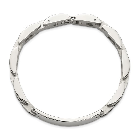 Chisel Stainless Steel Polished with 14K White Gold Accent and .02ct Diamond and Onyx 8.75 inch Bracelet