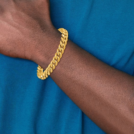 Chisel Stainless Steel Polished Yellow IP-plated with CZ 9.25 inch Curb Link Bracelet