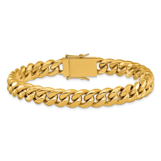 Chisel Stainless Steel Polished Yellow IP-plated with CZ 9.25 inch Curb Link Bracelet