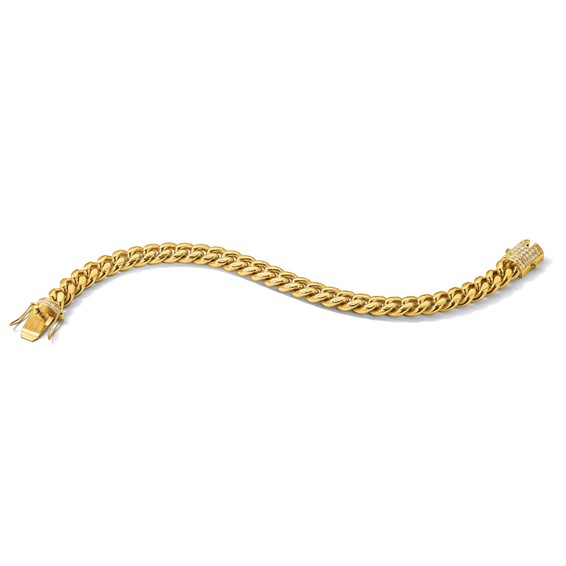 Chisel Stainless Steel Polished Yellow IP-plated with CZ 9.25 inch Curb Link Bracelet