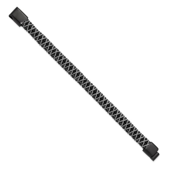 Chisel Stainless Steel Brushed Black IP-plated and Grey Nylon 8.5 inch Bracelet