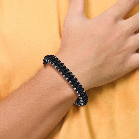 Chisel Stainless Steel Brushed Gunmetal IP-plated and Black Nylon 8.5 inch Bracelet