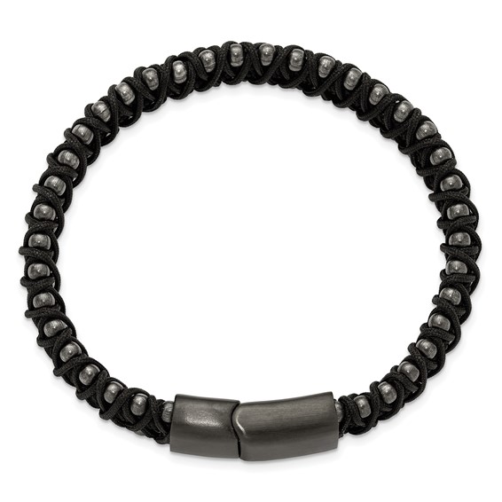 Chisel Stainless Steel Brushed Gunmetal IP-plated and Black Nylon 8.5 inch Bracelet