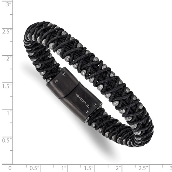 Chisel Stainless Steel Brushed Gunmetal IP-plated and Black Nylon 8.5 inch Bracelet
