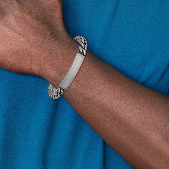 Chisel Stainless Steel Antiqued and Brushed 10mm 8.5 inch ID Bracelet
