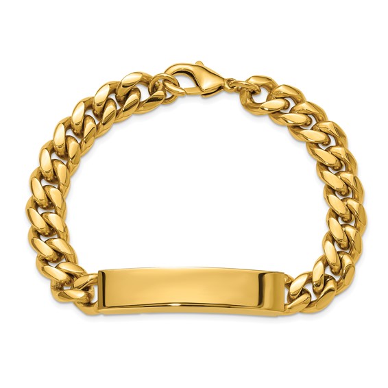 Chisel Stainless Steel Polished 10mm Yellow IP-plated 8.5 inch ID Bracelet