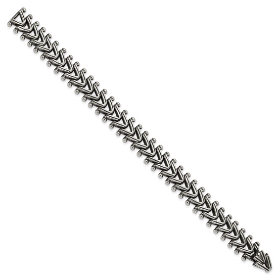 Chisel Stainless Steel Antiqued and Polished 8.25 inch Fancy Franco Link Bracelet