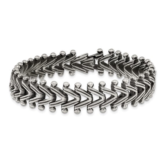 Chisel Stainless Steel Antiqued and Polished 8.25 inch Fancy Franco Link Bracelet
