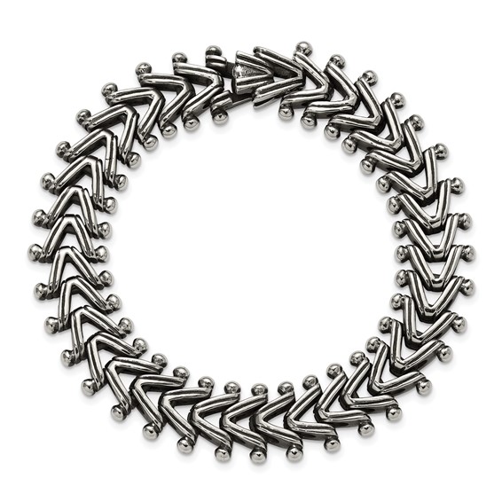 Chisel Stainless Steel Antiqued and Polished 8.25 inch Fancy Franco Link Bracelet