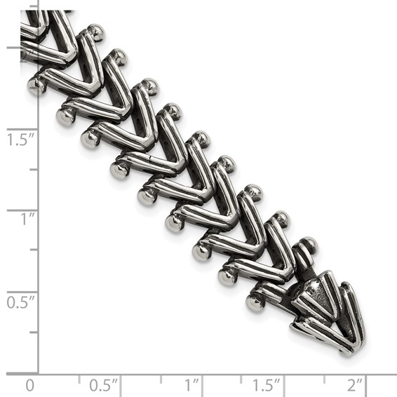 Chisel Stainless Steel Antiqued and Polished 8.25 inch Fancy Franco Link Bracelet