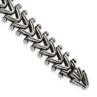 Chisel Stainless Steel Antiqued and Polished 8.25 inch Fancy Franco Link Bracelet