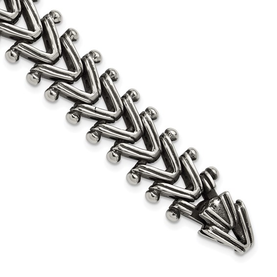 Chisel Stainless Steel Antiqued and Polished 8.25 inch Fancy Franco Link Bracelet