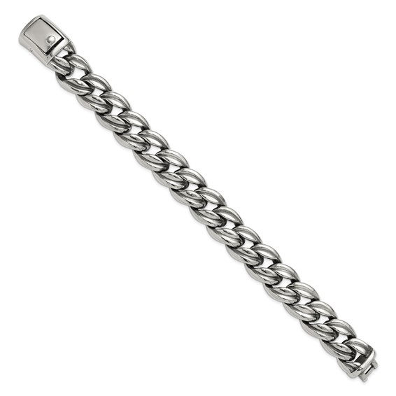 Chisel Stainless Steel Antiqued and Polished 8.5 inch Curb Link Bracelet