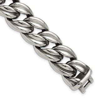 Chisel Stainless Steel Antiqued and Polished 8.5 inch Curb Link Bracelet