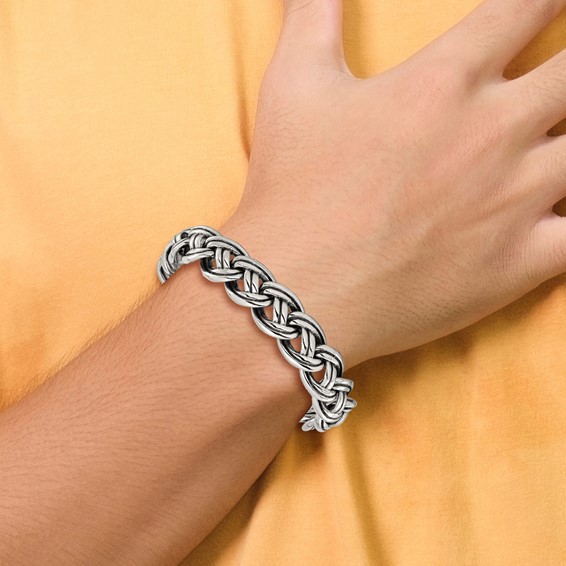 Chisel Stainless Steel Antiqued and Polished 8.5 inch Curb Link Bracelet