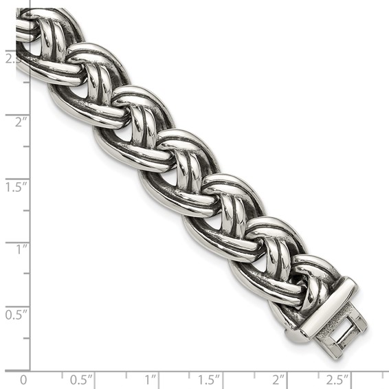 Chisel Stainless Steel Antiqued and Polished 8.5 inch Curb Link Bracelet